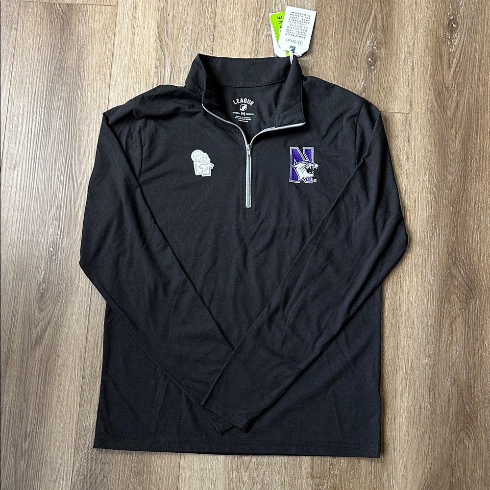 Northwestern University Black Long Sleeve Zip-Up Top